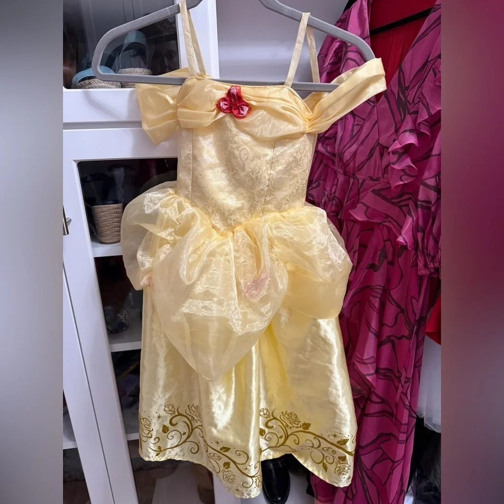 Disney Yellow Princess Belle Dress with Red Rose