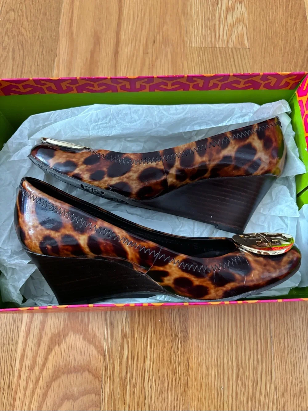 Tory Burch Tortoiseshell Reva Ballet Flats with Gold Logo