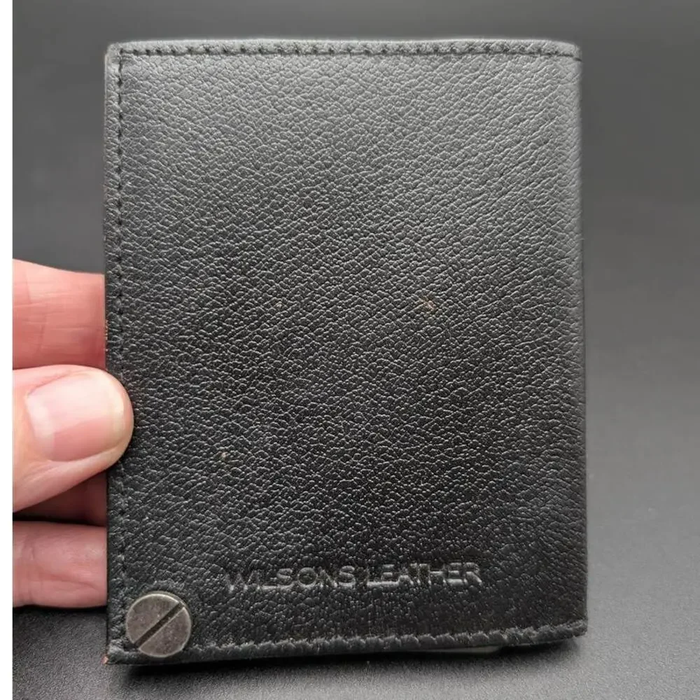 Wilsons Leather Card Holder Black with 10 Plastic Card Inserts Organizer Storage