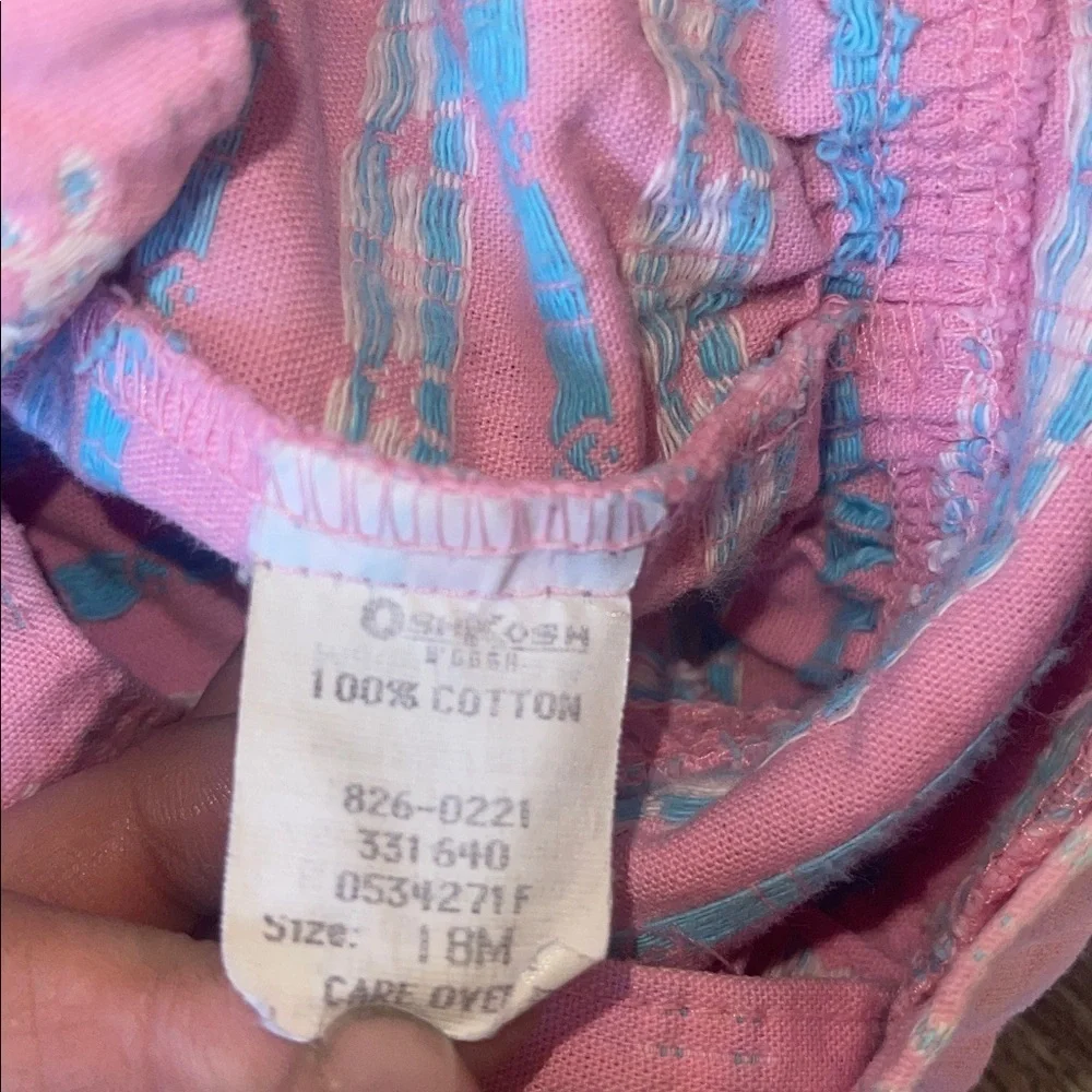Vintage oshkosh bunny overalls size 18 months baby girls pink Easter