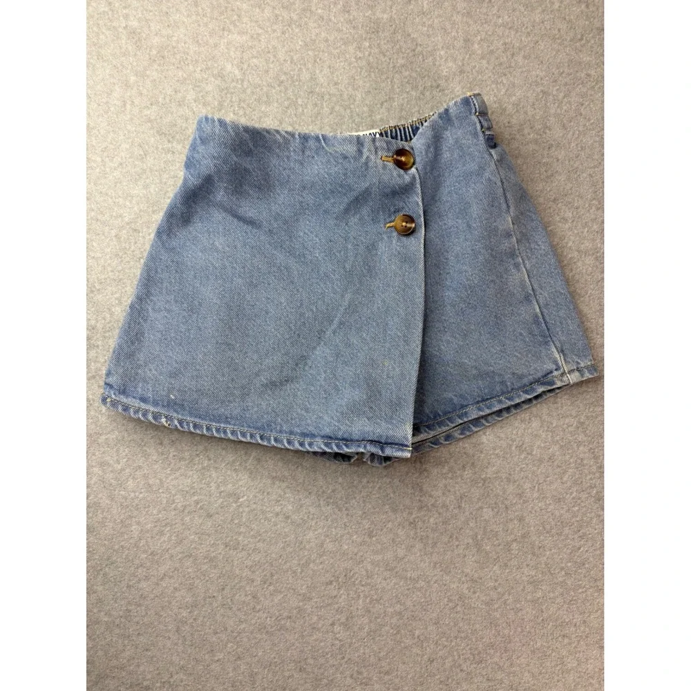 Old Navy Girls Blue Denim Wrap Skort Size M‎ 8 Elastic Back Light Wash Cotton