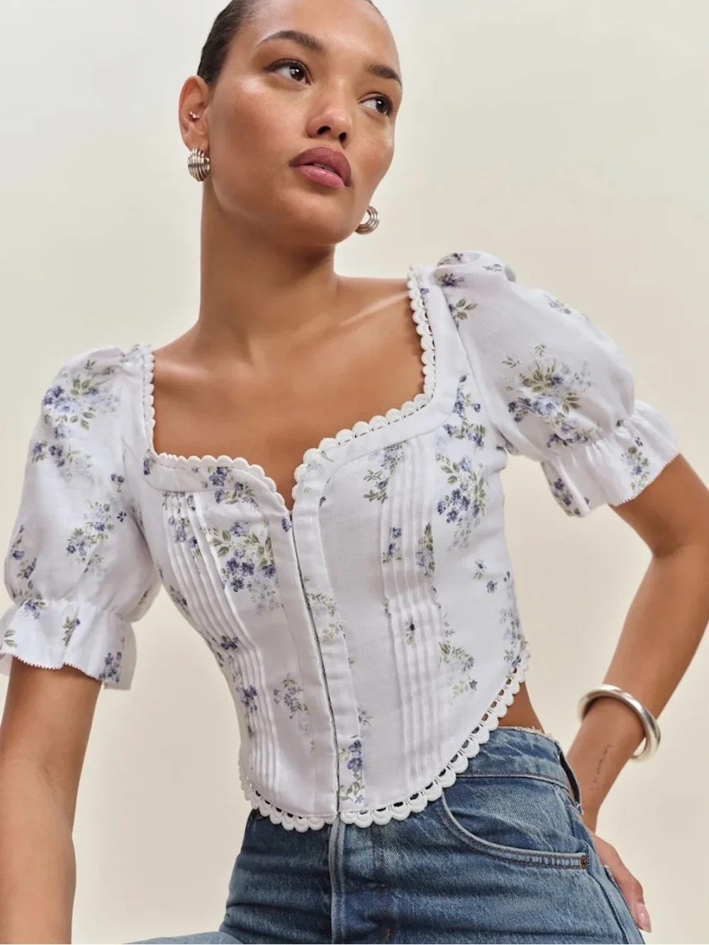 Reformation Simmie Linen Top