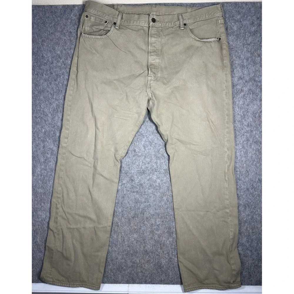 Levi's 501 Khaki Straight-Leg Men's Jeans W42 L32 Olive Tan Workwear Vintage