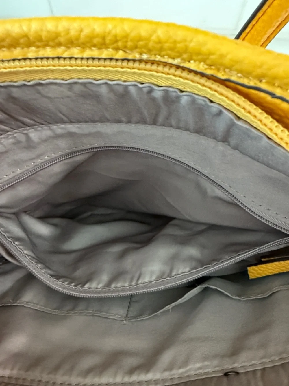 Anne Klein Harvest Yellow Textured Faux Leather Tote Shoulder Bag