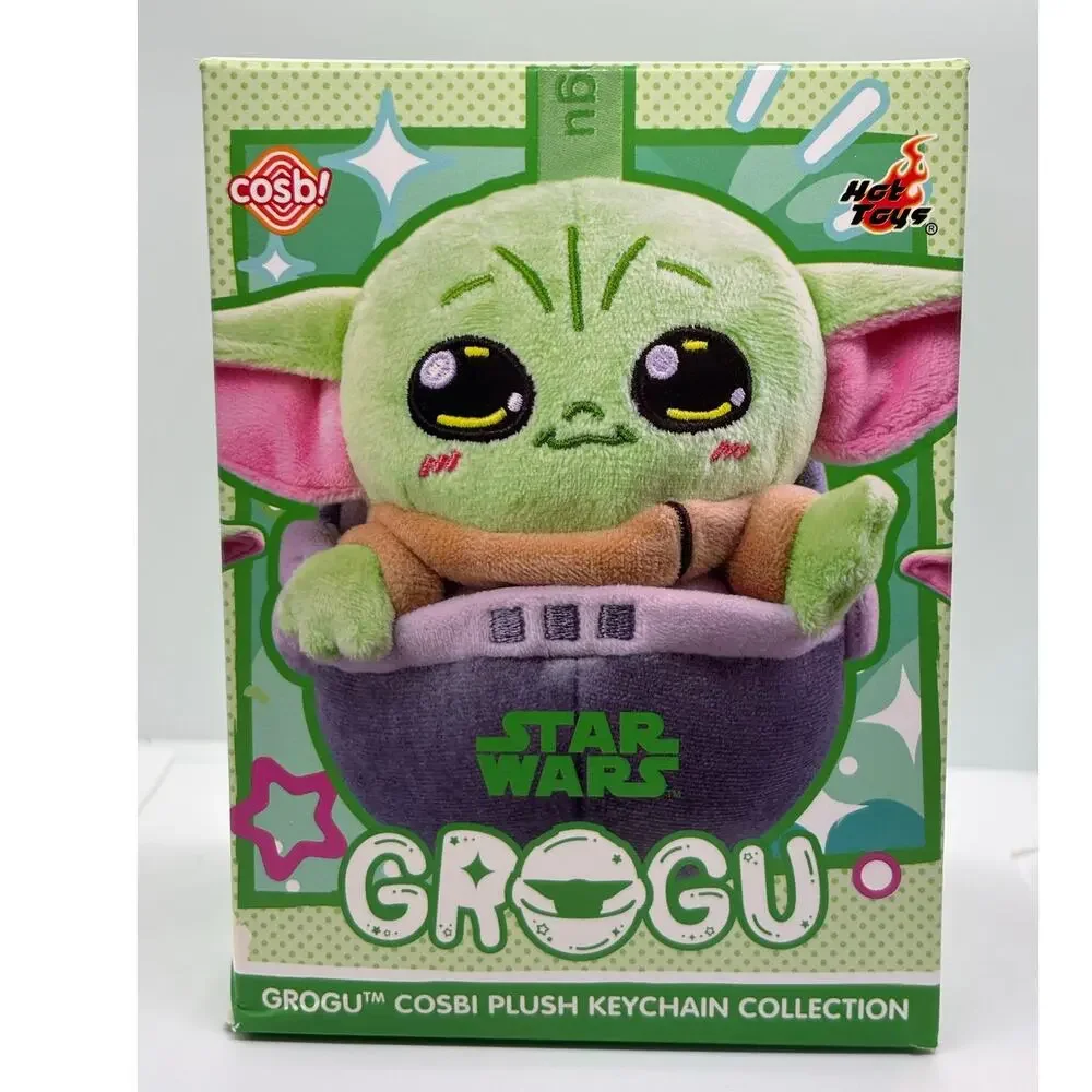 Disney x Star Wars x Cosbi Mandalorian & Grogu Plush Charm, In Gray Sack, New