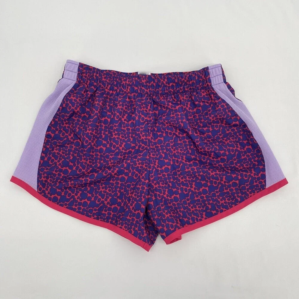 Danskin Now Girl's Cheetah Print Elastic Waist Pull-On Running Shorts Purple XL