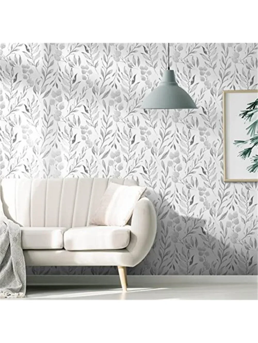 Gray Leaf Peel And Stick Wallpaper Botanical Contact Paper Wall Decor Home