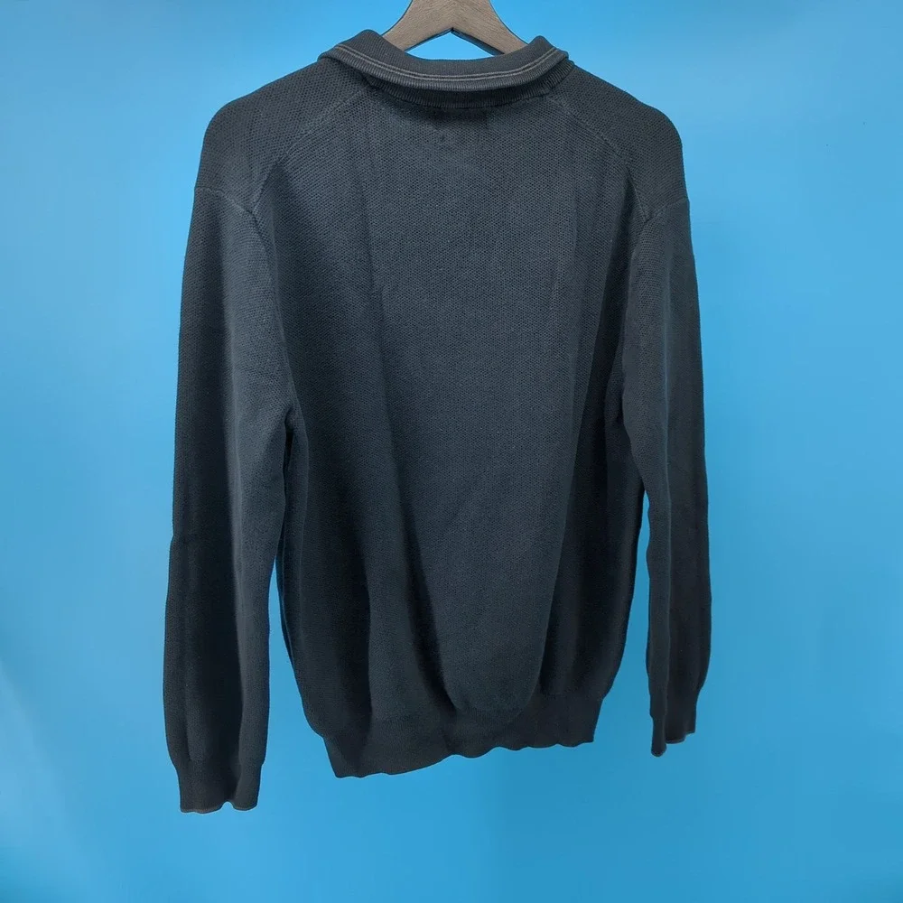 Polo Ralph Lauren Mens Black Pima Cotton Quarter Zip Sweater Large Pony Logo