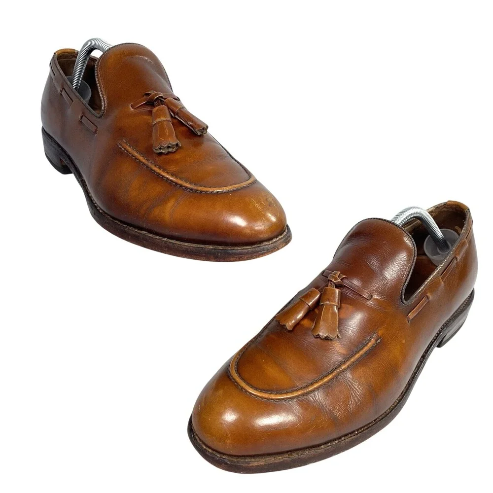 Vintage Allen Edmonds Saratoga Leather Tasseled Loafer Size 10C Light Brown 8753