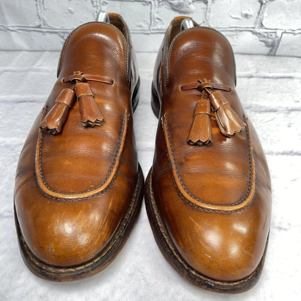 Vintage Allen Edmonds Saratoga Leather Tasseled Loafer Size 10C Light Brown 8753