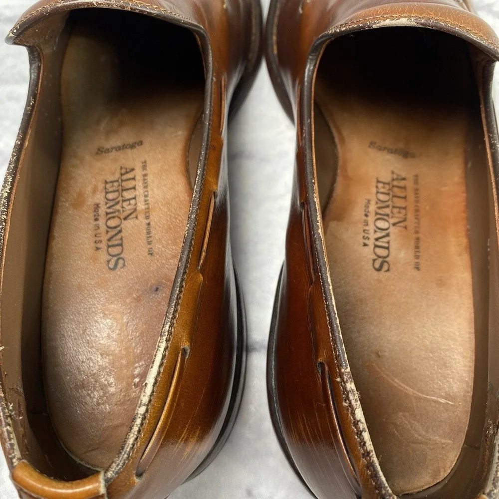 Vintage Allen Edmonds Saratoga Leather Tasseled Loafer Size 10C Light Brown 8753