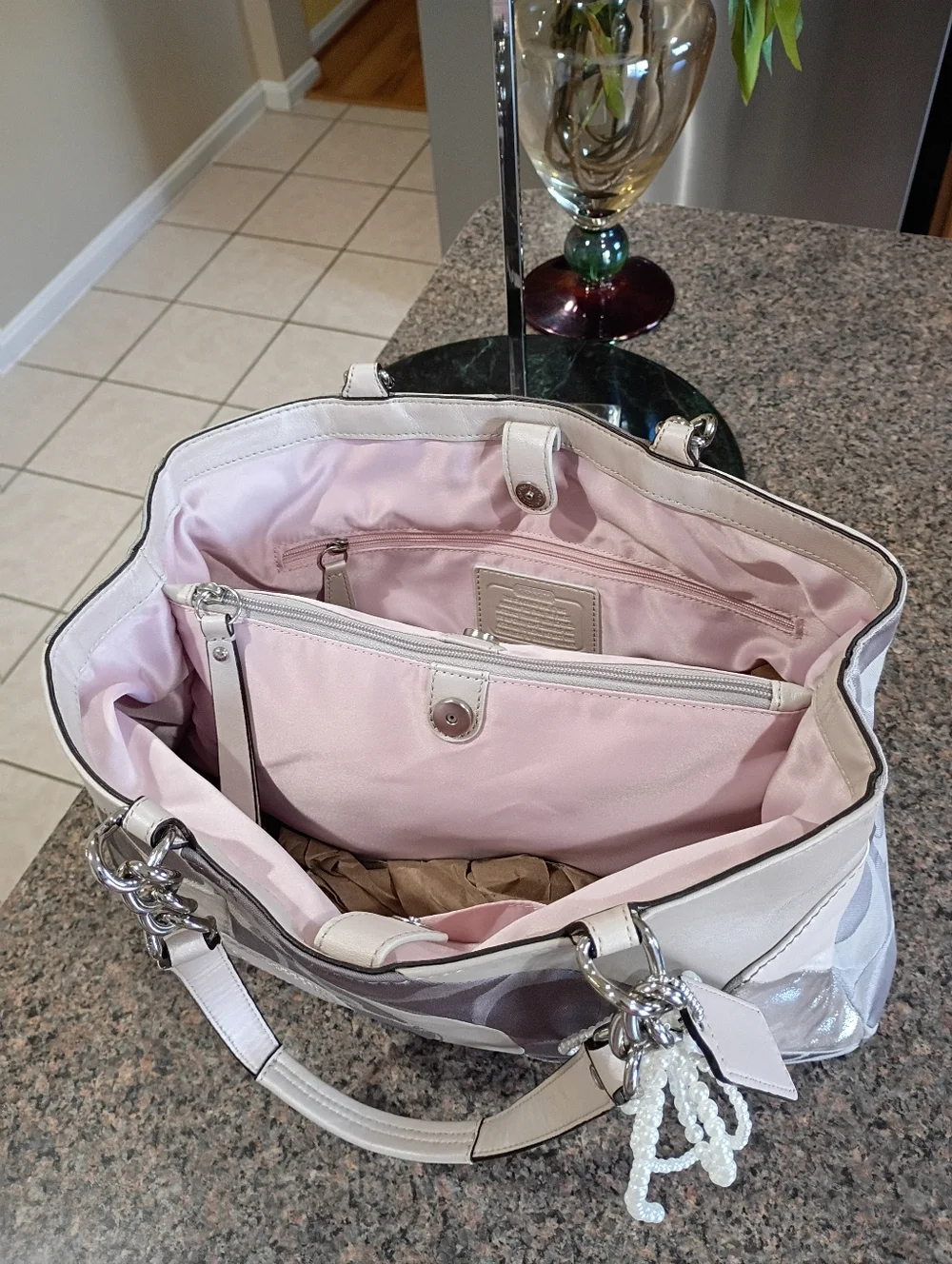 NWT Coach ParchWork Inlaid Shimmer Blush Gray
