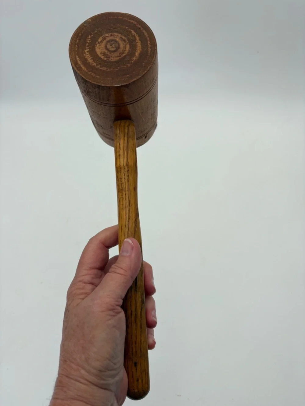 Vintage or Antique Handcrafted Wooden Mallet - Natural Brown