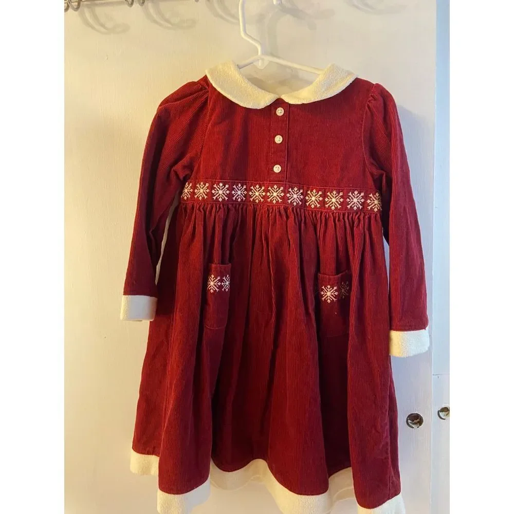 Gymboree Winter dress red snowflakes corduroy 4t‎
