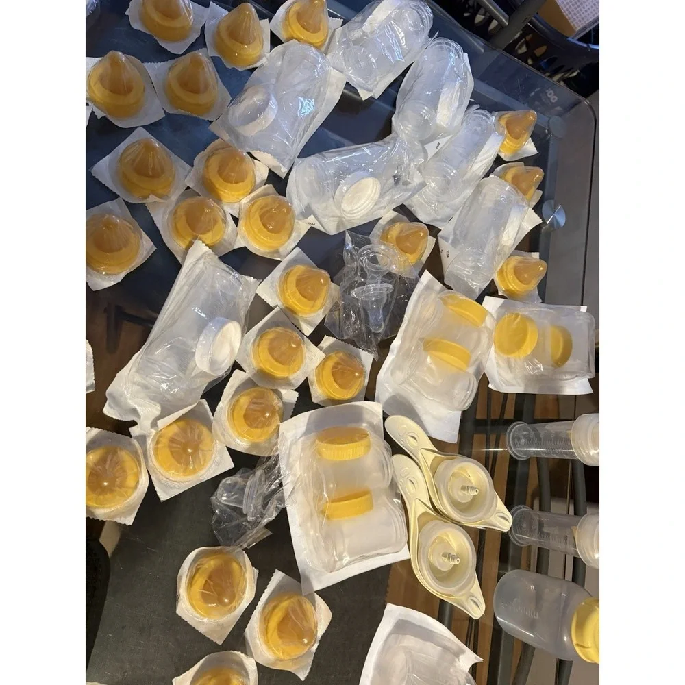 Medela Advanced Pump Motor Case & Massive 60+ Pc Lot Sealed Nipples Bottles