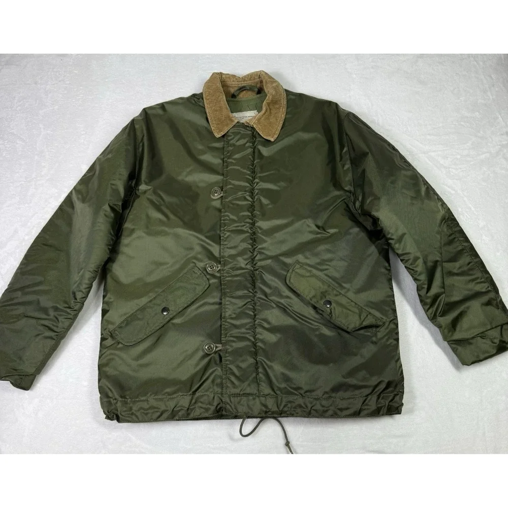 Vintage US Navy‎ USN A-1 Extreme Cold Weather OD Green Deck Jacket Mens Small