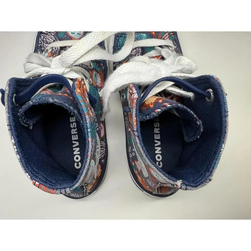 Converse Chuck Taylor All Star‎ Shoes Youth Size 12 High Top Mermaid Print Navy
