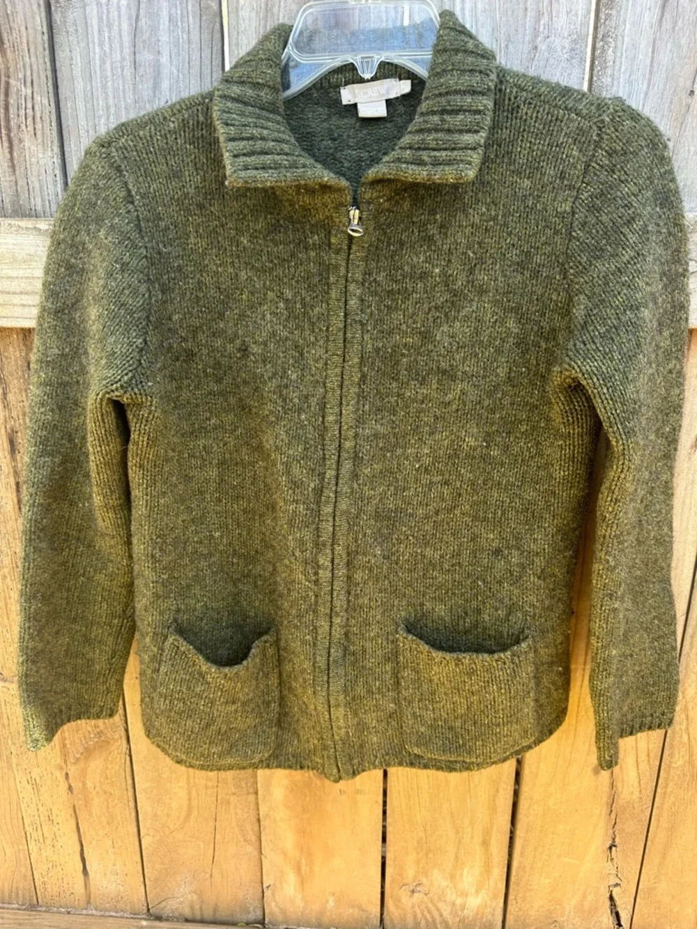 J. Crew green wool cardigan