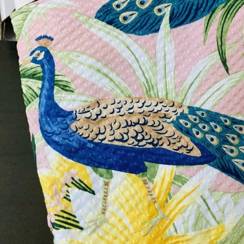 Peacock Pink Botanical Floral Fabric Water Resistant Shower Curtain