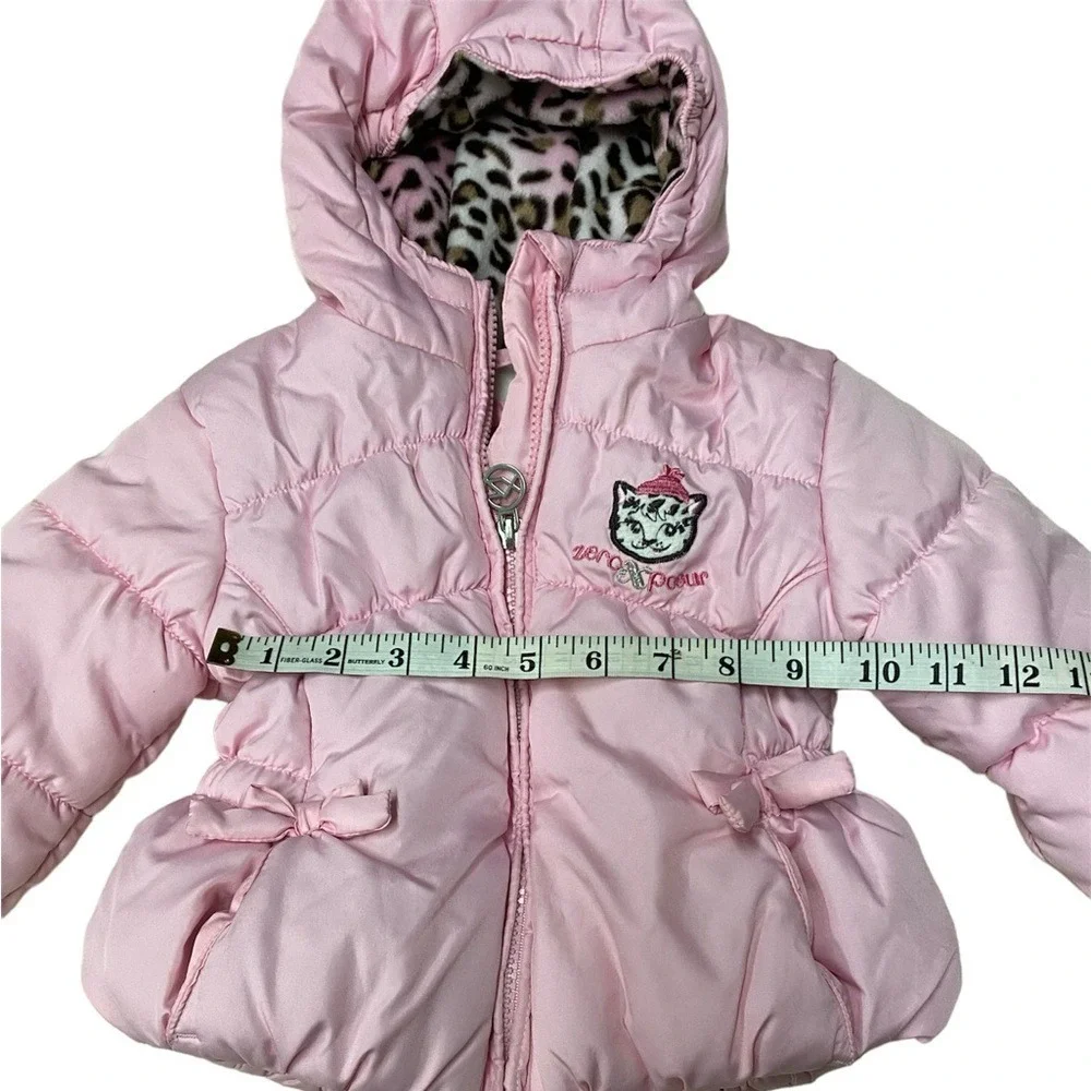 ZeroXposure Baby Girls Pink Puffer Jacket Snowsuit Hooded Leopard Lined‎ 12M