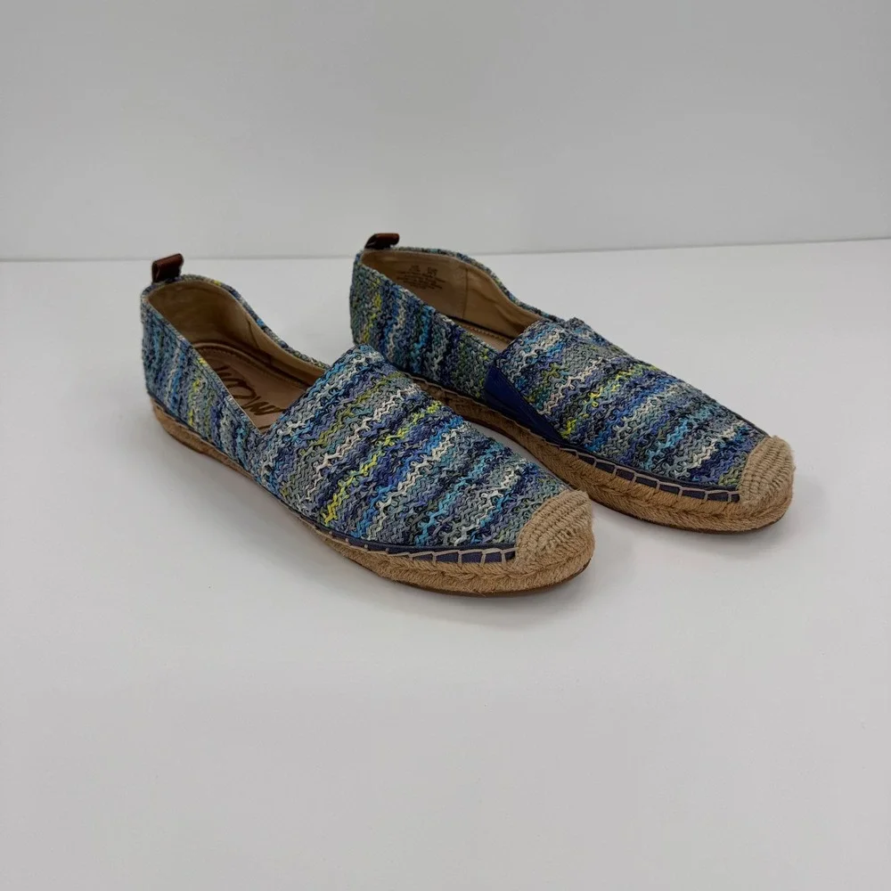 Sam Edelman Women's 9.5M Khloe Blue Multi Woven Raffia Espadrille Flats‎ Shoes