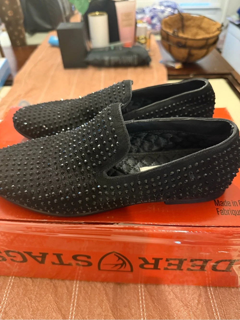 Steve Madden Black Studded Velvet Slip-On Loafer