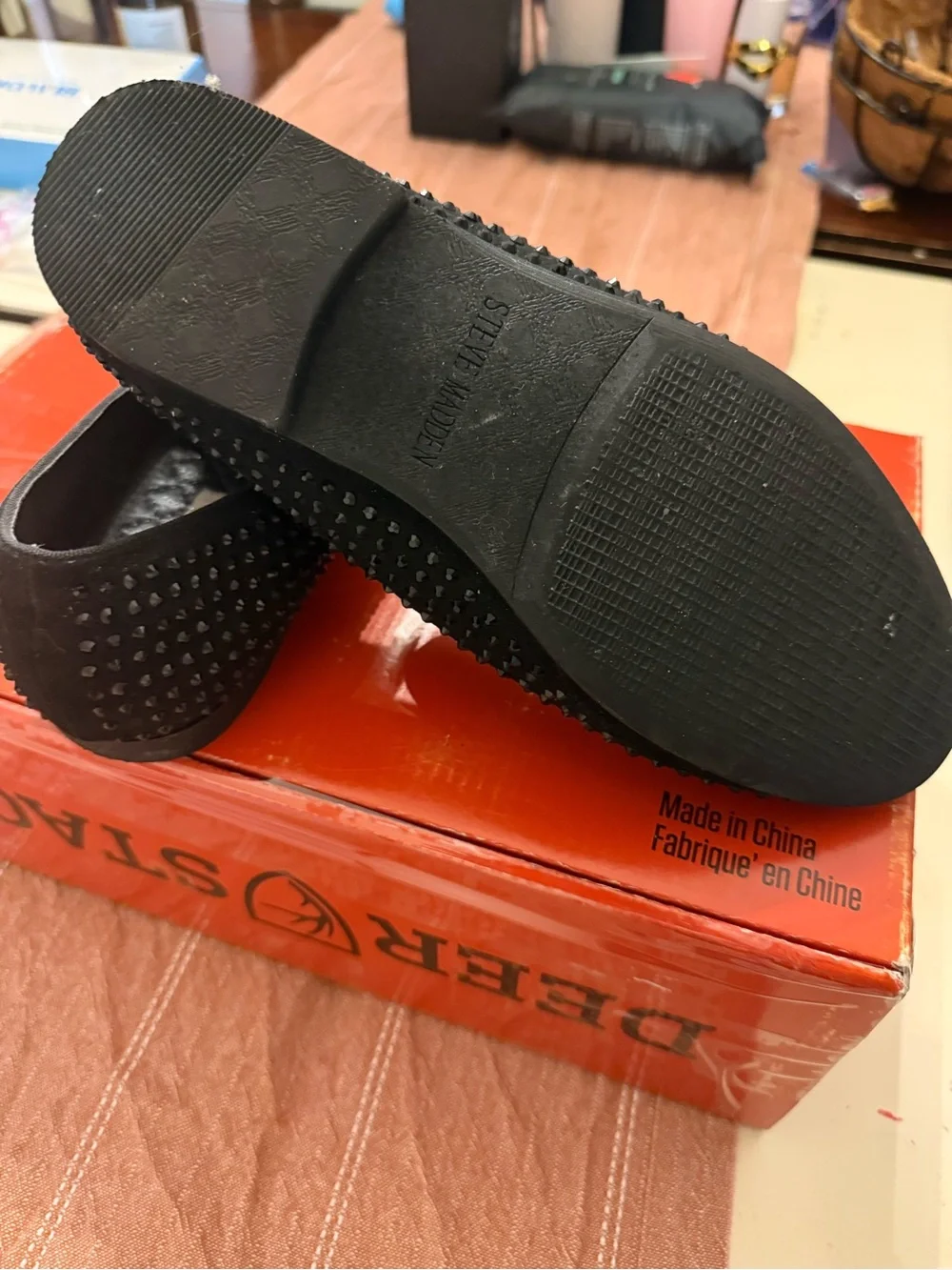 Steve Madden Black Studded Velvet Slip-On Loafer