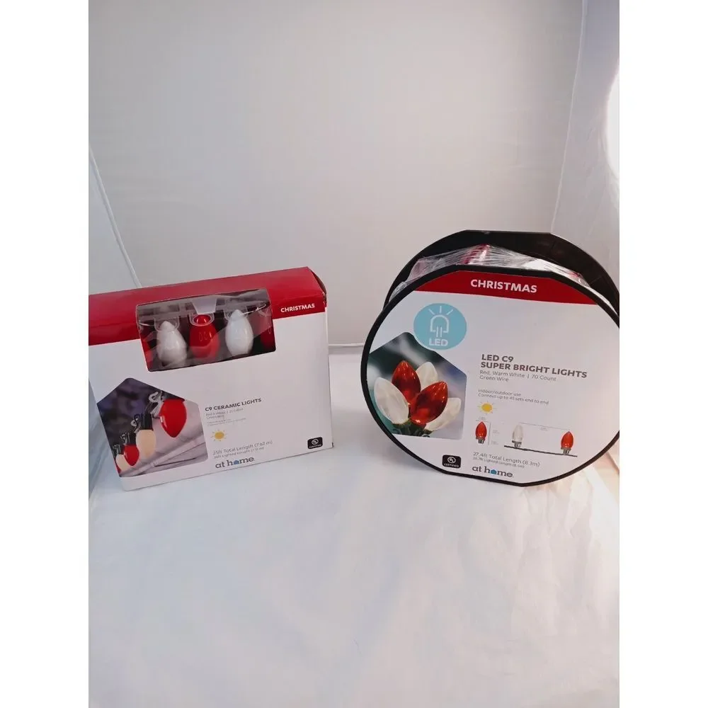 At Home 70 CT‎ Red / White / Green LED C9 Transparent Christmas Lights String