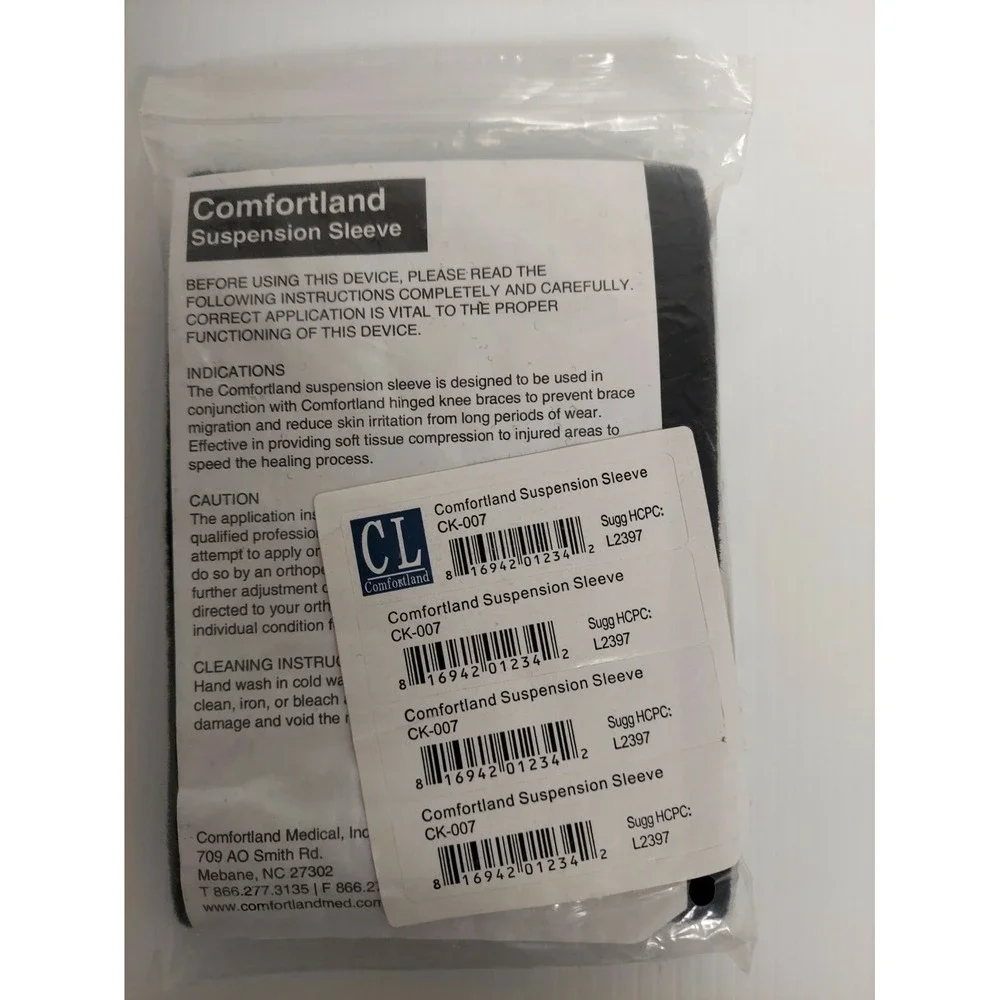 NEW Comfortland Black Medical‎ Suspension Sleeve Knee Brace # CK‑007
