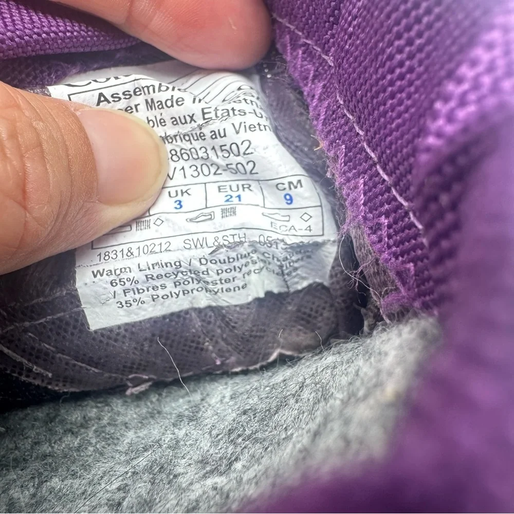 Columbia Powderbug Plus II Toddler Snow Boots Purple Gray Size 4 Winter Boot
