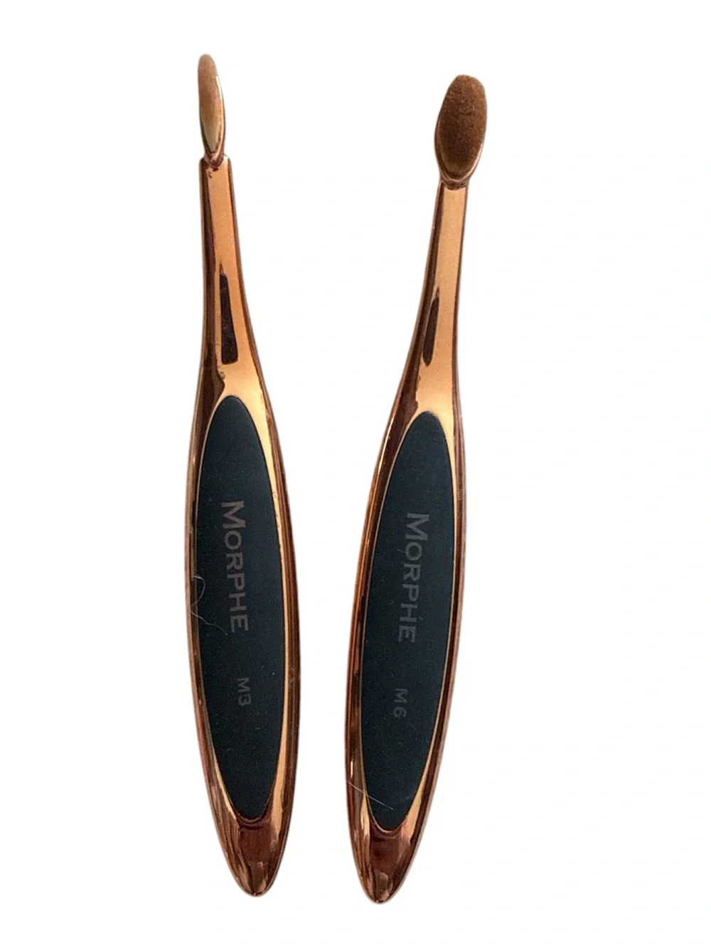 Morphe Metallic Rose Gold Oval Eye Brush and eye liner brush Duo