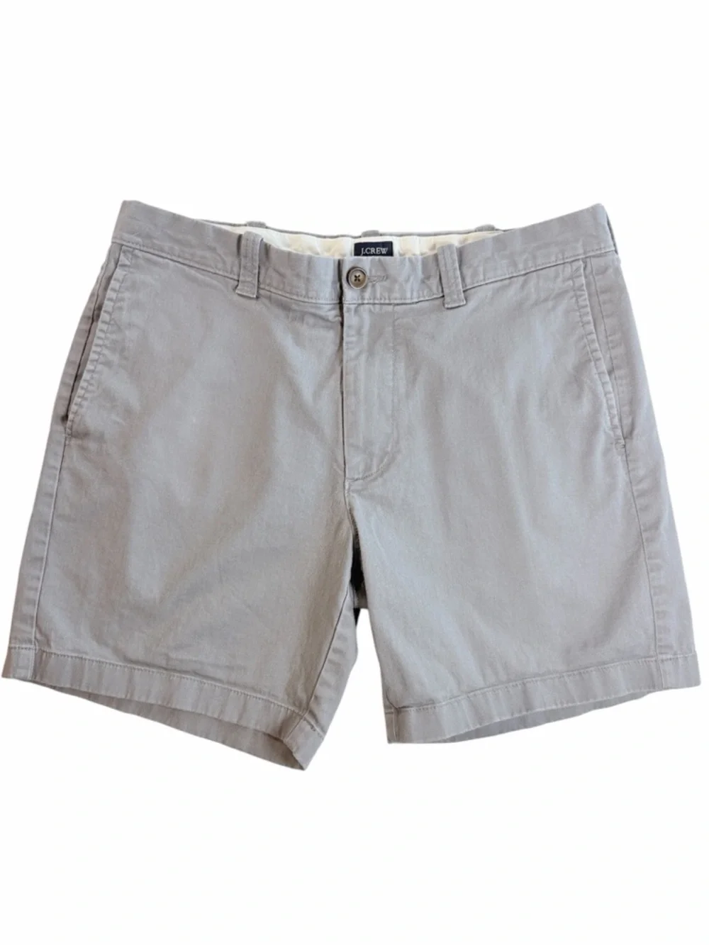 J. Crew Light Gray Flat Front Chino Cotton Shorts Mens Size 33‎