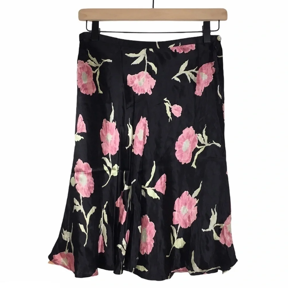 EXPRESS Skirt Vintage 90s Y2K Floral Silky Satin Shiny Fairy Core Size Medium