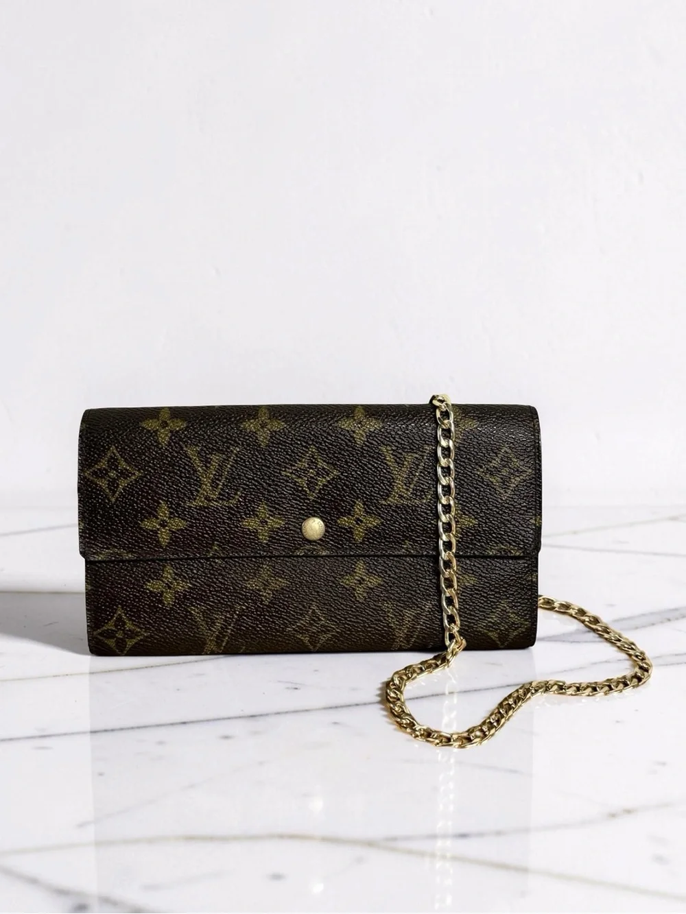 Louis Vuitton Vintage Monogram Sarah Wallet on Chain (WOC) Set + Dust Bag