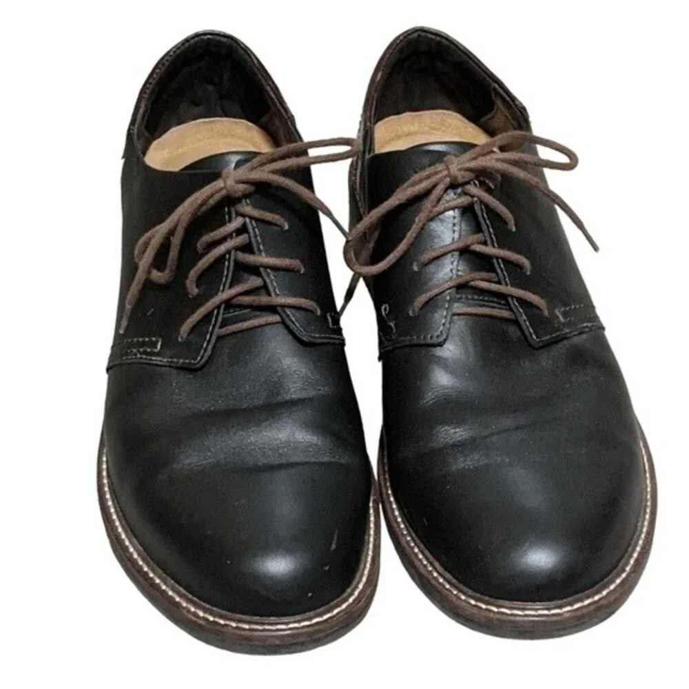 Noat Chief color block black brown lace up slip resistant shock relief loafer 13