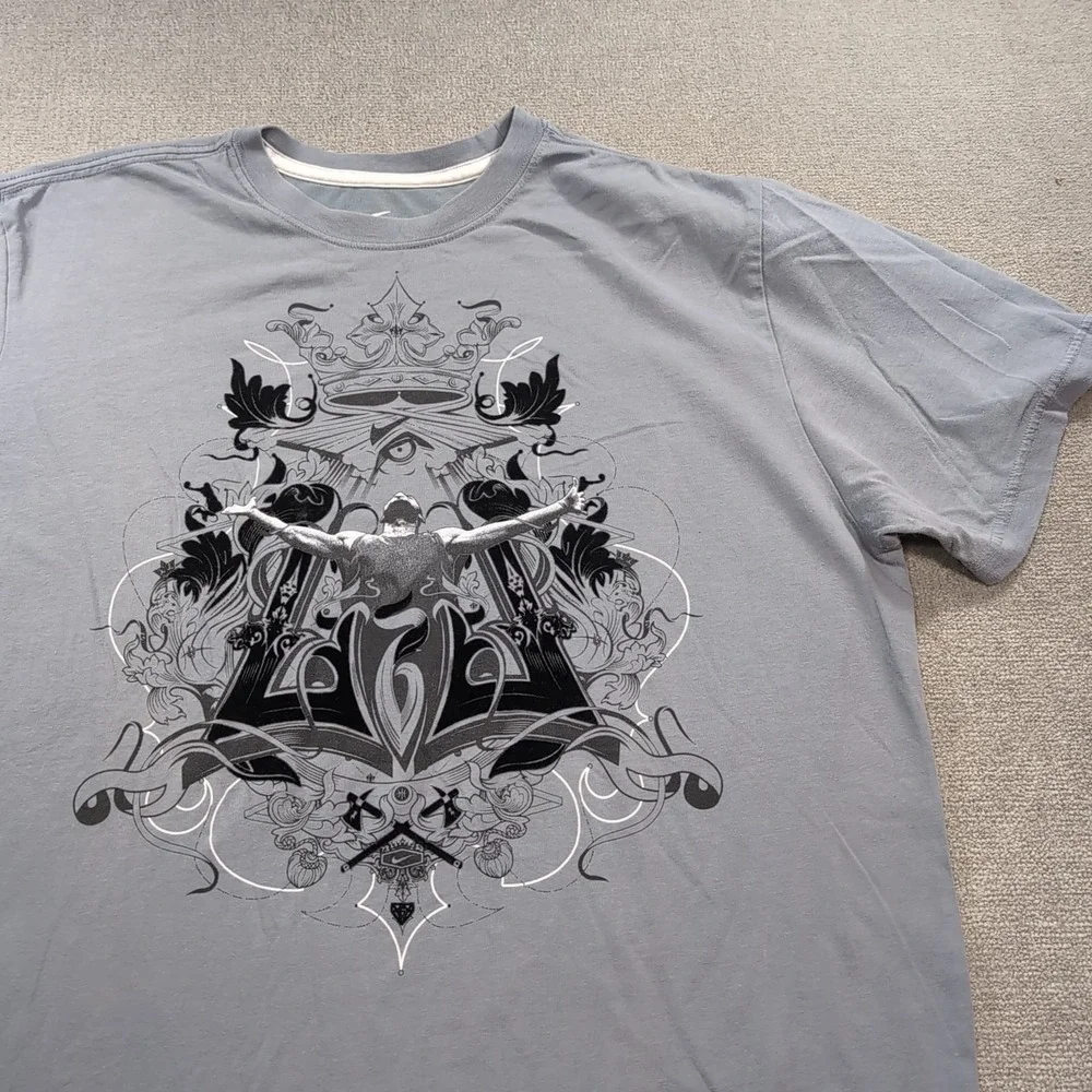Nike Dri-Fit Lebron‎ James Crown & Arms T-shirt Large Rare Gray Embroidery Fur