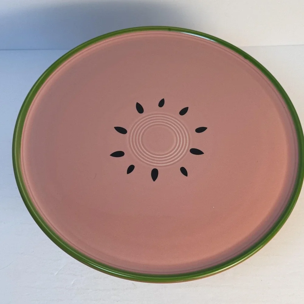 Fiesta Watermelon Pink & Green Ceramic Cake‎ Stand Pedestal Plate USA 2024