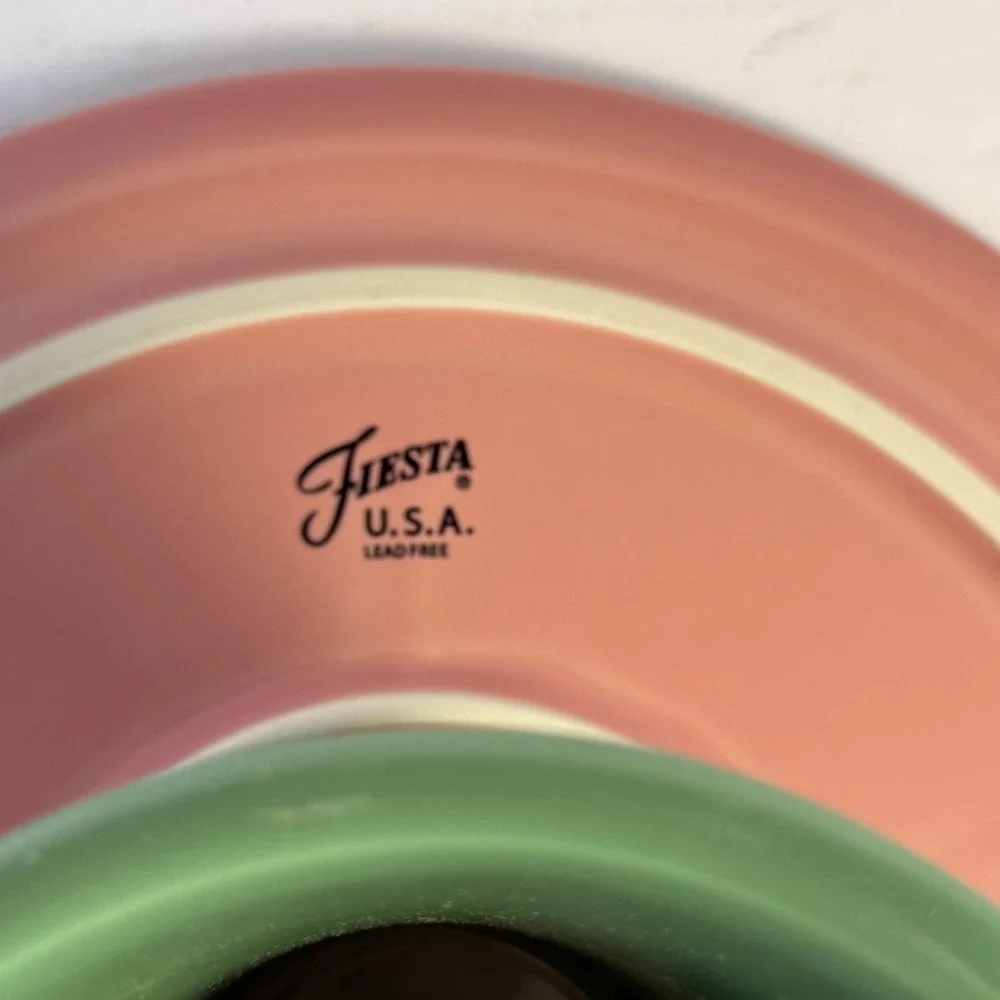 Fiesta Watermelon Pink & Green Ceramic Cake‎ Stand Pedestal Plate USA 2024