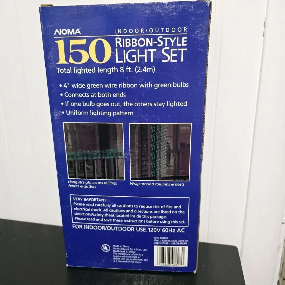 NIB Green 150 Light Set‎ Indoor/Outdoor Ribbon Style Tree Lights
