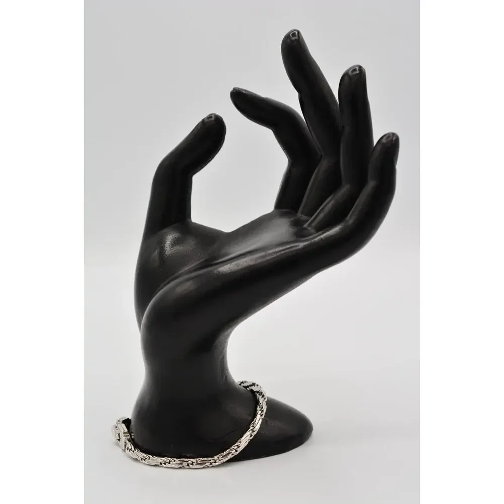 Nina Ricci Vintage Bracelet Silver Tone Metallic Shiny Linked Chain Signed BinAD