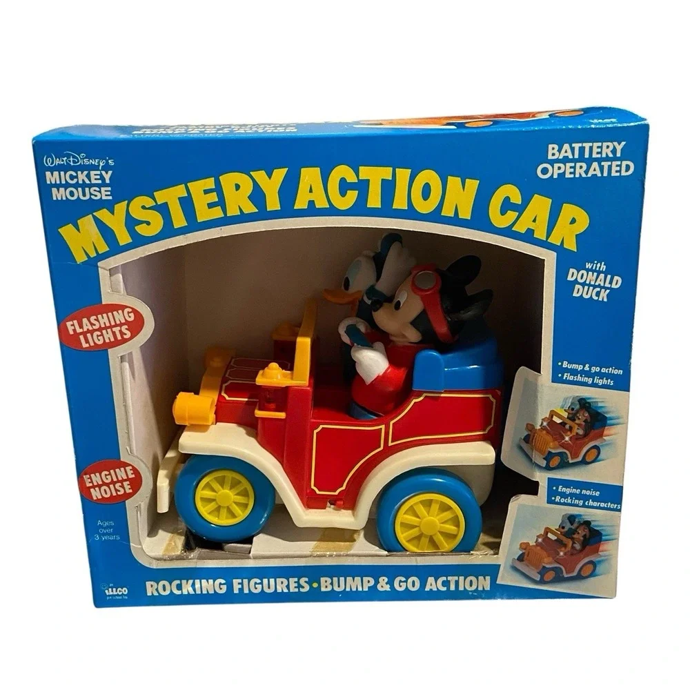 Vintage NIB‎ ILLCO Disney Mickey Mouse Donald Duck Mystery Action Car
