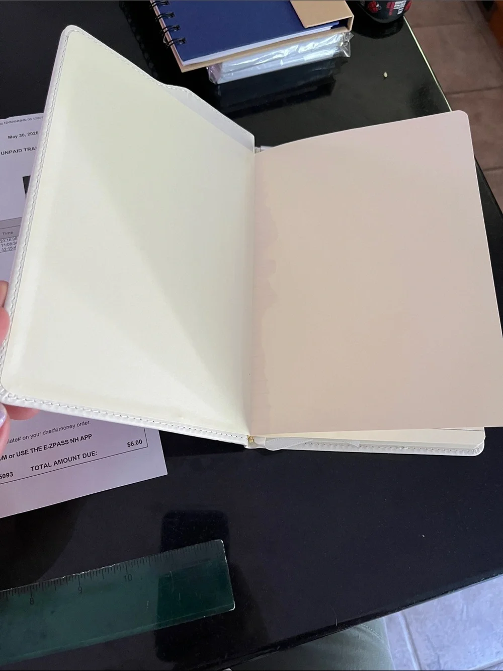 White Journal Notebook SNHU ivory Saratoga leather journal w/ pen
