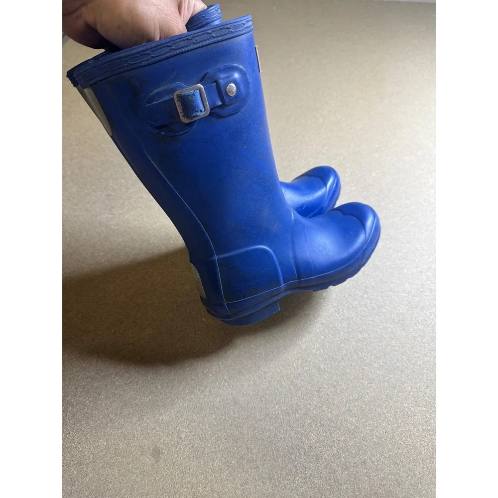 Hunter‎ Original Kids Rain Boots Blue Waterproof Rubber Wellington Size 13 1 J1
