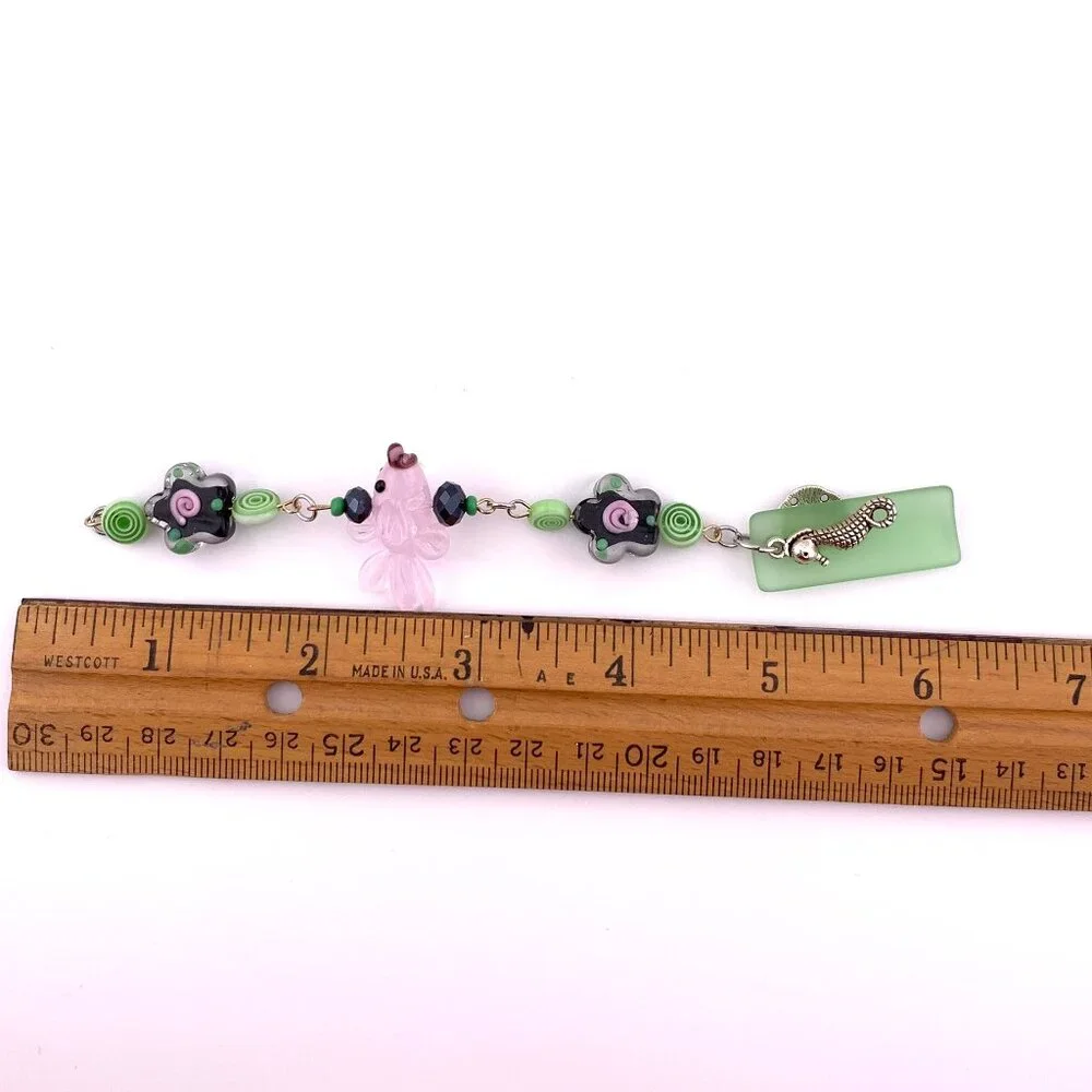 Fish & Flowers Pink Black Lime Green Ocean Life Beach Car Charm Suncatcher CC127