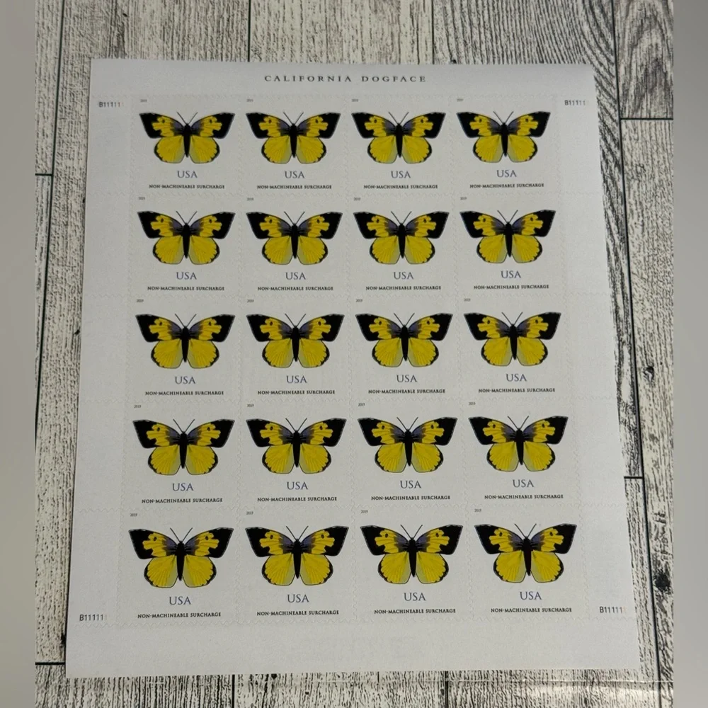 USPS California Dogface Butterfly Stamps Sheet – Non-Machinable (20 Stamps)