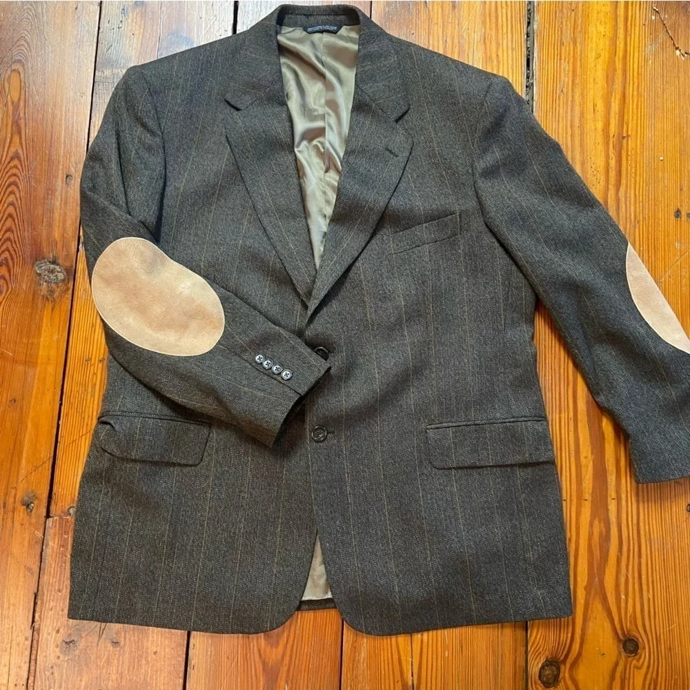 EVAN PICONE MEN’S BLAZER Wool Tweed Sports Coat Leather Elbow Patches Size 44R
