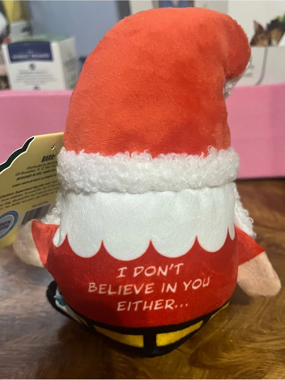 Bark Saucy Claus Plush - Red, White, Pink