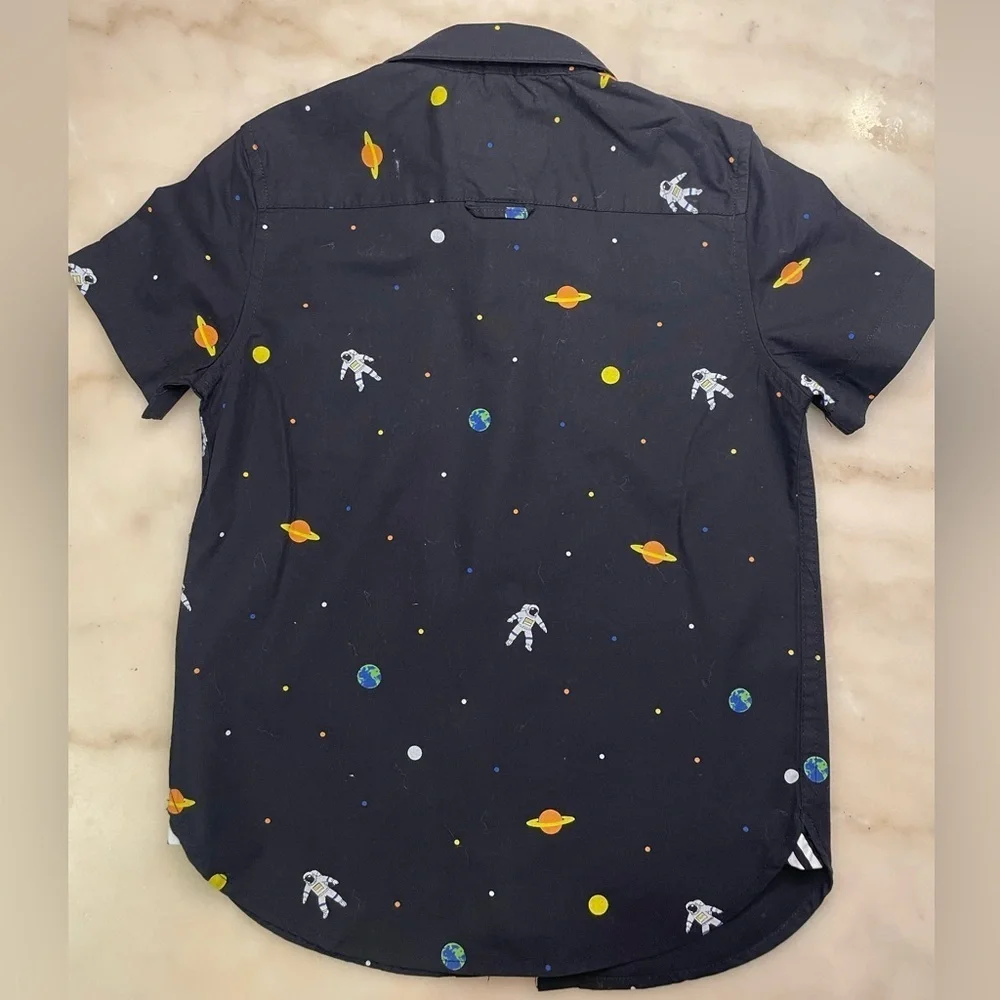Cactus Boys Space-Themed Short Sleeve button down Shirt size 7