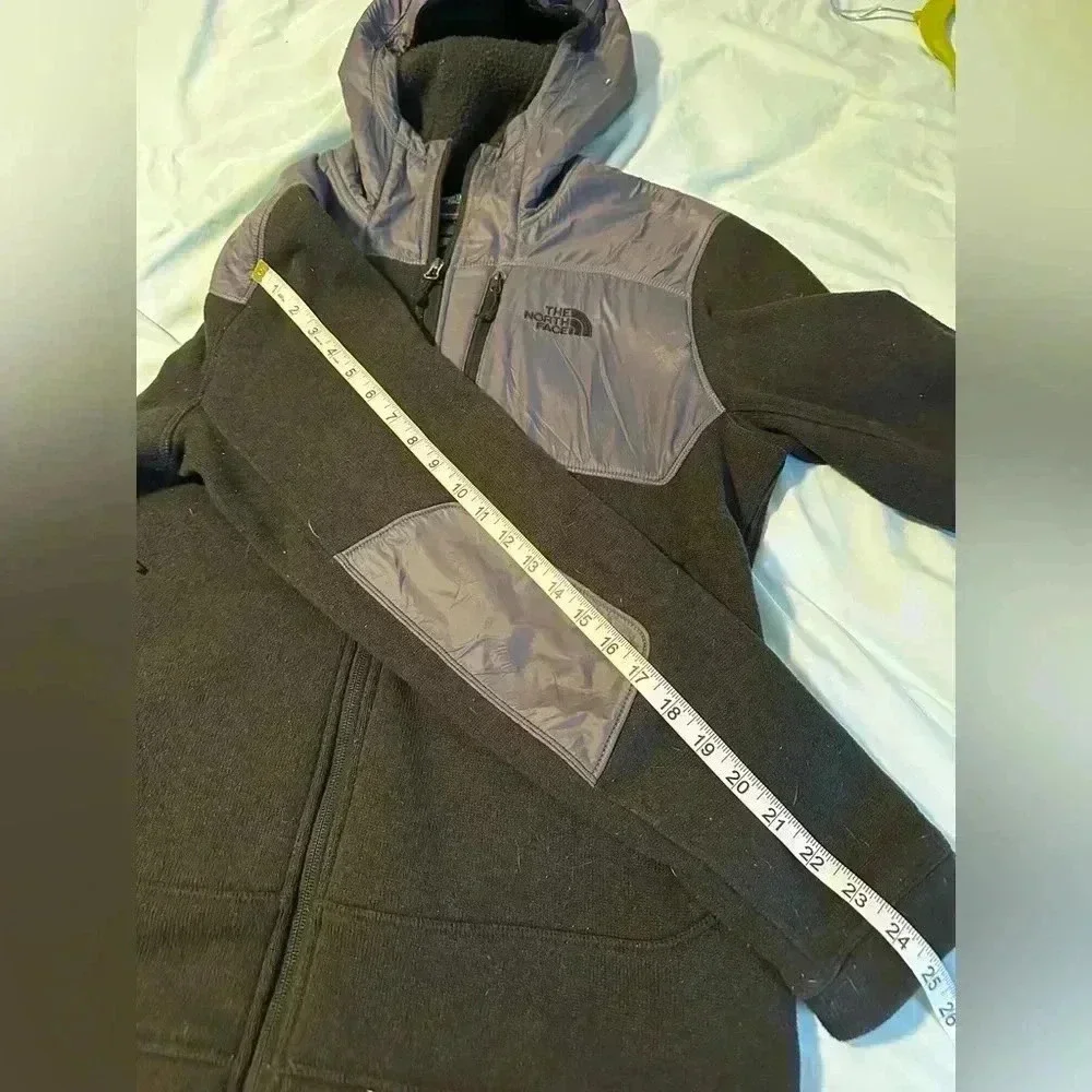 The North Face Gordon Anza Black Grey Full Zip Windbreaker Hooded zip up Fleece