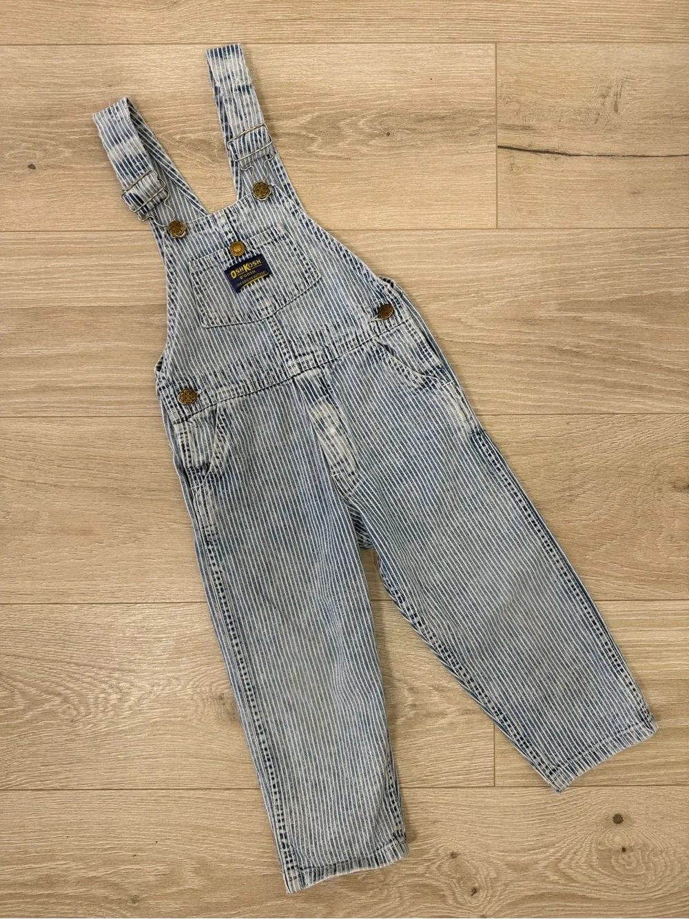 OshKosh B’Gosh Vintage Made in USA Paper Tag Striped Overalls